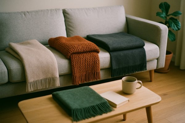 Plaider og t�pper i uld: v�lg den rette kvalitet til sofaen