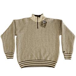 Islandsk strik hvid/mnster 100% uld