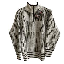 Islandsk strik hvid/mnster 100% uld