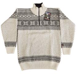 Hvid mnstret norsk strik 100% uld