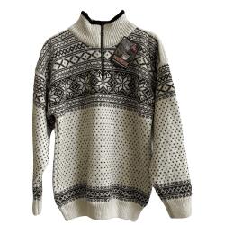 Hvid mnstret norsk strik 100% uld
