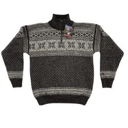 Koksgr mnstret norsk strik 100% uld