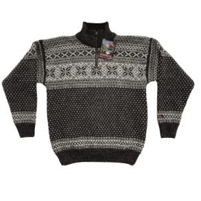 Koksgr mnstret norsk strik 100% uld