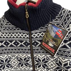 Navy mnster Cardigan med raglanrmer 100% uld