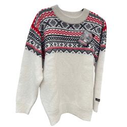 Hvid m/mnster 100% uld