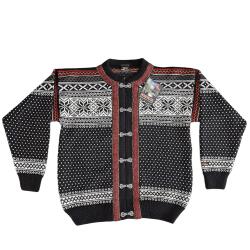 Klassisk Norsk Cardigan med tin-hgter 100% uld Sort