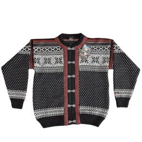 Klassisk Norsk Cardigan med tin-hgter 100% uld Sort
