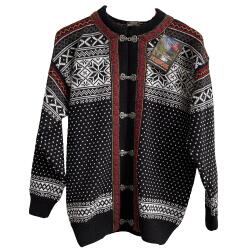 Klassisk Norsk Cardigan med tin-hgter 100% uld Sort