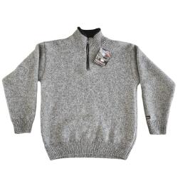 Ensfarvet gr norsk strik 100% uld