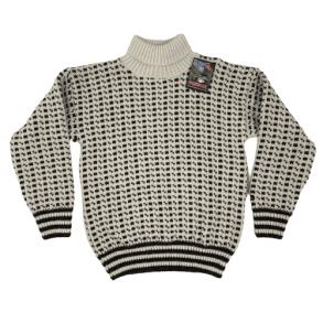 Islandsk sweater Hvid/mnster 100% uld