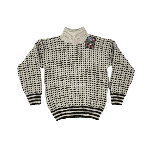 Islandsk sweater Hvid/mnster 100% uld