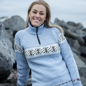 Lysebl norsk strik 100% uld