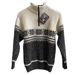 Norsk strik koks/hvid 100% uld