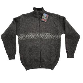 Cardigan koks/mnsterstribe 100% uld