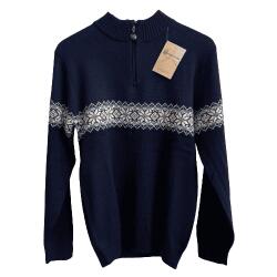 Pullover 100% merinould Bl/Navy