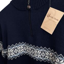 Pullover 100% merinould Bl/Navy