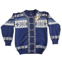 Klassisk Norsk Cardigan med tin-hgter 100% uld Bl