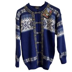 Klassisk Norsk Cardigan med tin-hgter 100% uld Bl