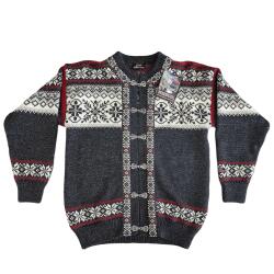 Klassisk Norsk Cardigan med tin-hgter 100% uld Koks