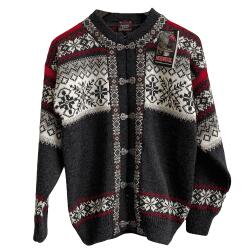 Klassisk Norsk Cardigan med tin-hgter 100% uld Koks