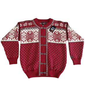 Klassisk Norsk Cardigan med tin-hgter 100% uld Rd