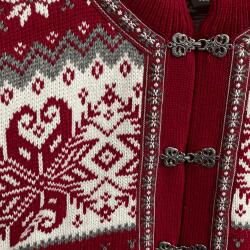 Klassisk Norsk Cardigan med tin-hgter 100% uld Rd