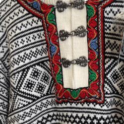 Klassisk Norsk Sweater med tin-hgter 100% uld Hvid