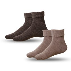 Uldsokker med Alpaka 88% uld 2 par Brun &amp; Beige str 35-50