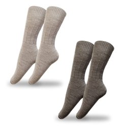 Uldsokker med Alpaka 88% uld 2 par Brun &amp; Beige str 35-50