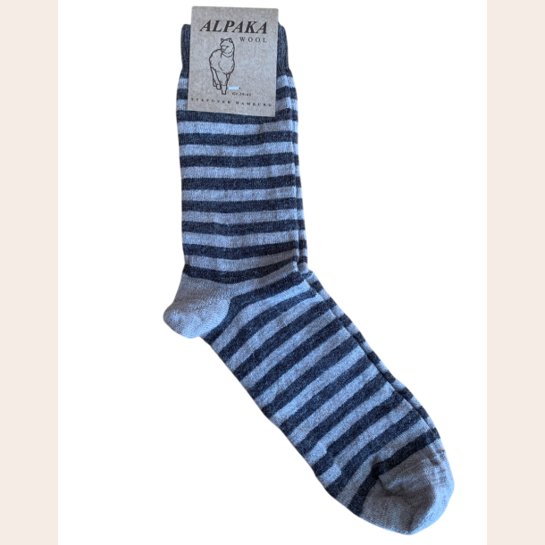 Stribede Alpakastr�mper brun/lysebrun 92% uld