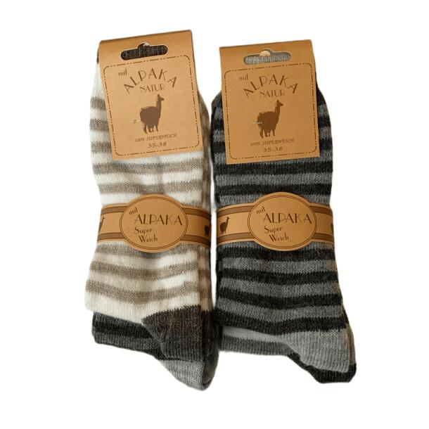 Stribede Alpaka sokker 2 par