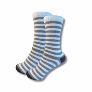 Alpakastr�mper 92% Uld Hvid/beige stribet