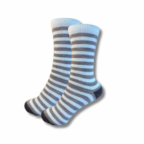 Alpakastr�mper 92% Uld Hvid/beige stribet