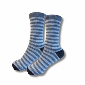 Alpakastr�mper 92% Uld gr�/lysegr� stribet