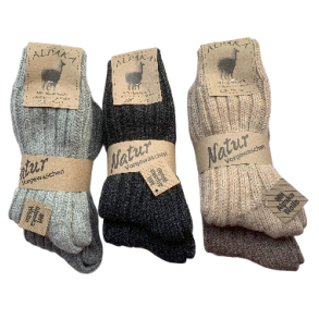 Uldsokker med Alpakauld Tykke  88 % Uld 2 par