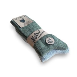 Uldsokker alpaka 88% uld Grn &amp; Silver str 35-50