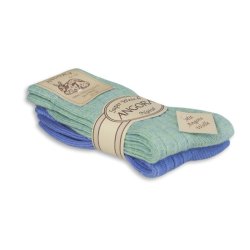 ULDSOKKER ANGORA 75% ULD med angora - 2 PAR Grn &amp; Bl - str 35-50