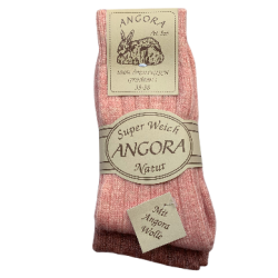 Uldsokker Angora 75% uld med Angora - 2 Par Rosa &amp; Bordeaux - str 35-46