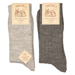 Uldsokker Angora 75% uld 2 par Gr/Koks