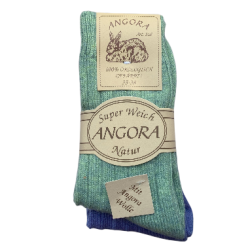 ULDSOKKER ANGORA 75% ULD med angora - 2 PAR Grn &amp; Bl - str 35-50