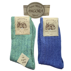 ULDSOKKER ANGORA 75% ULD med angora - 2 PAR Grn &amp; Bl - str 35-50