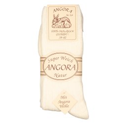 75% ULD med Angora -  2 par Hvid &amp; Beige - str 35-50