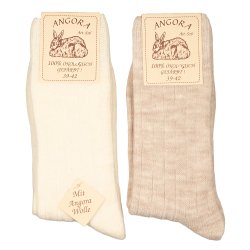 75% ULD med Angora -  2 par Hvid &amp; Beige - str 35-50