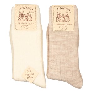 75% ULD med Angora -  2 par Hvid & Beige - str 35-50