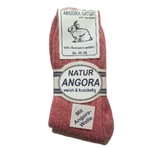 ULDSOKKER ANGORA 88% ULD 2 PAR Rosa/Beige
