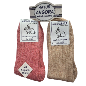 ULDSOKKER ANGORA 88% ULD 2 PAR Rosa/Beige
