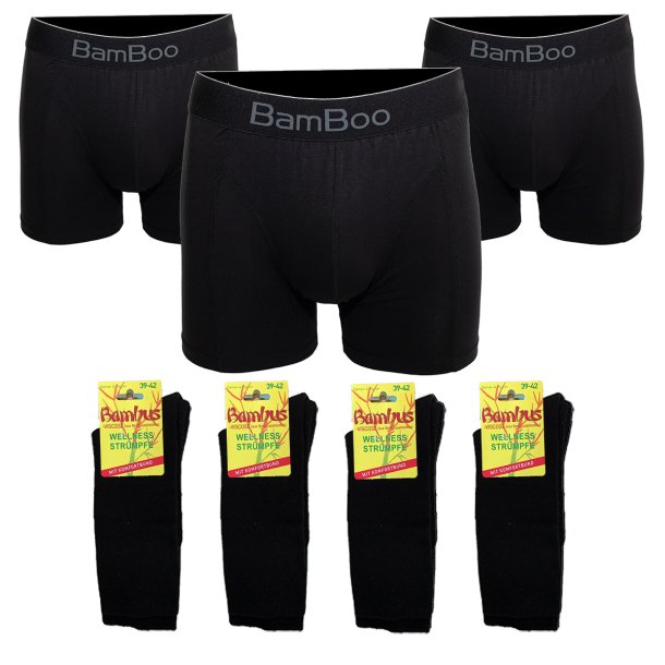 Bambus boxershorts (3 par) og bambus strmper (4 par)