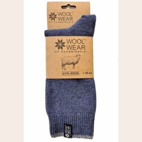Uldsokker 65% kamgarns-uld Bl