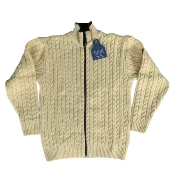 Norsk Cardigan kabelstrik 100% uld