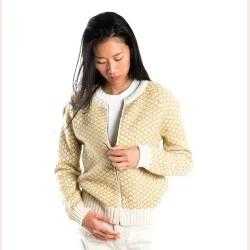 Fuza Wool Cardigan Gul/Mnster 100% uld